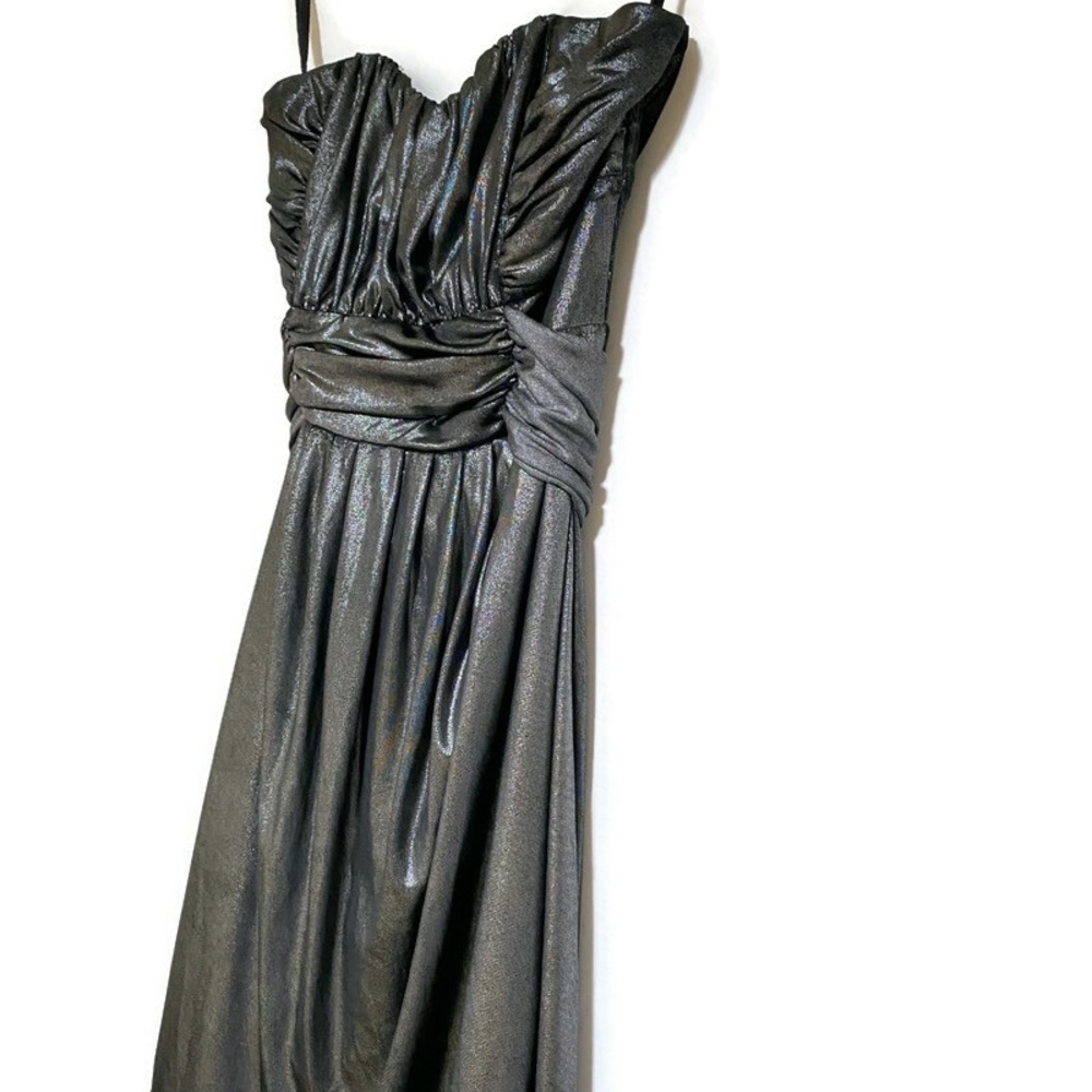 ASHLEY STEWART VINTAGE STRAPLESS METALLIC MINI DRESS